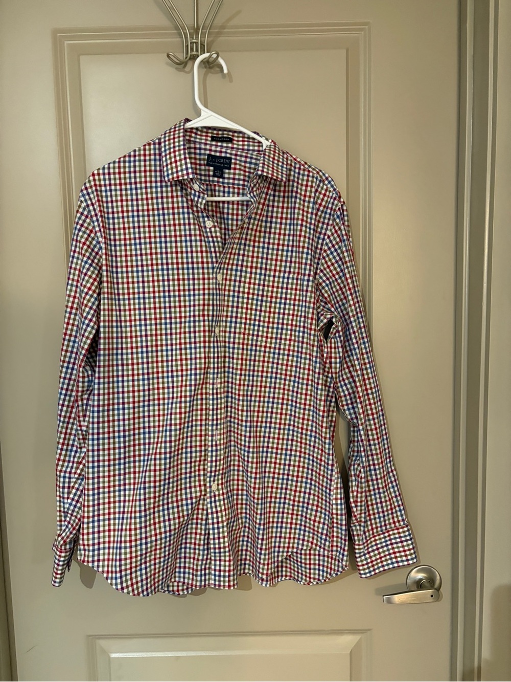 J. Crew Men's Red, Blue & White Check Button-Down Shirt 16 16 1/2